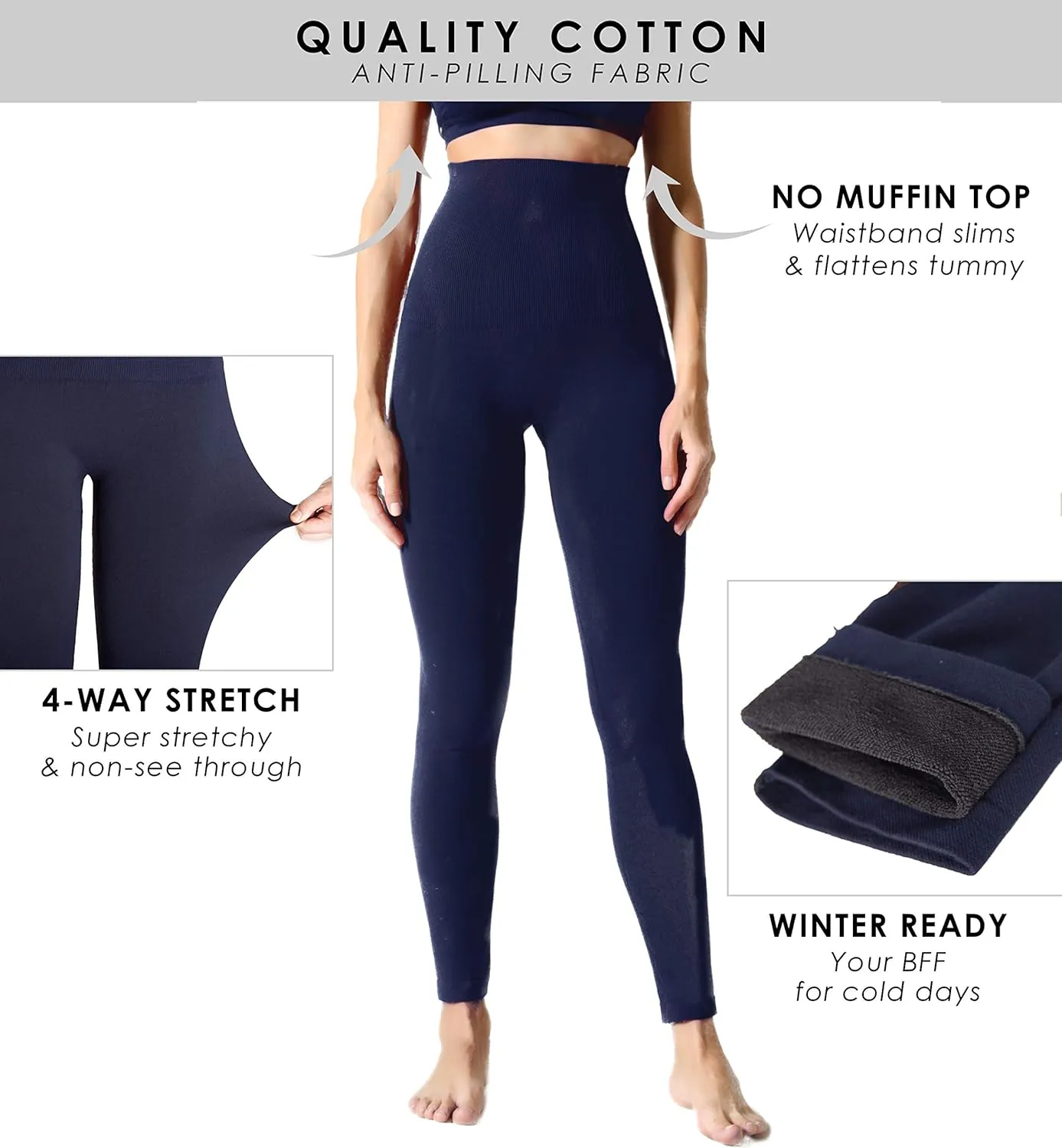 ICONOFLASH Women's High Waist Control Top Compression Leggings