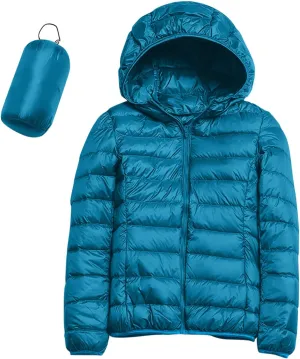 iLH Womens Cotton Padded Lightweight Coat Hooded Turtle Neck Full Zip Windbreaker Jackets For Women Leisure Thermal Coat