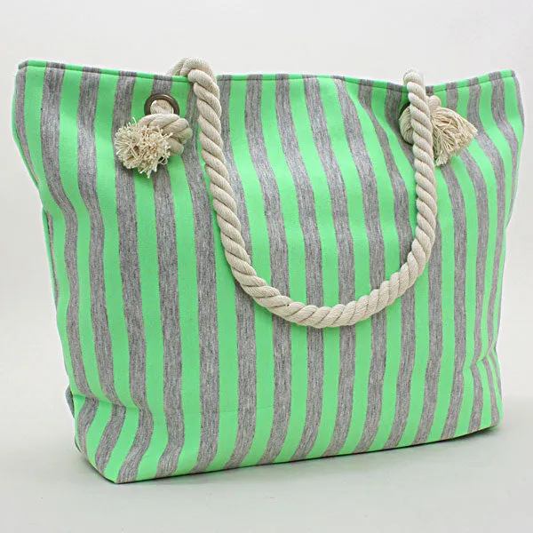 iLLASPARKZ Large Cotton Neon Striped Tote Bag