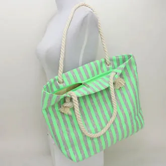 iLLASPARKZ Large Cotton Neon Striped Tote Bag