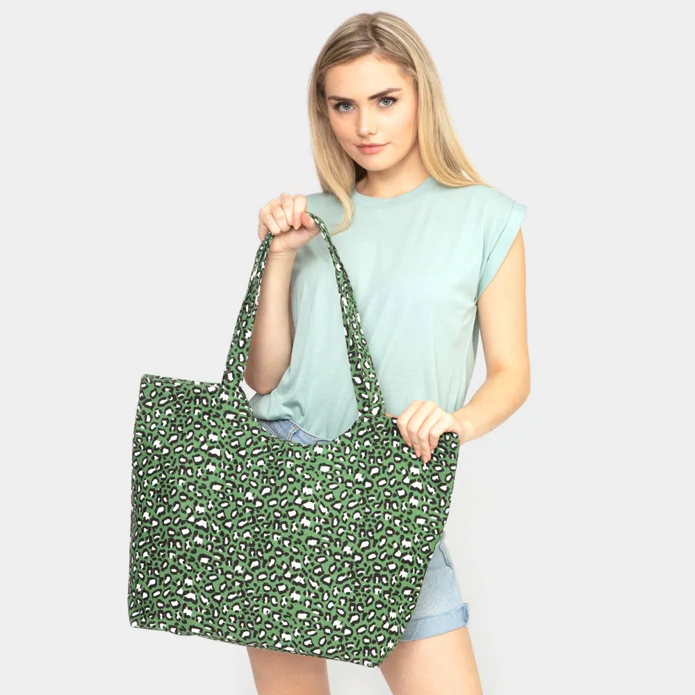 iLLASPARKZ Leopard Print Jute Tote Bag
