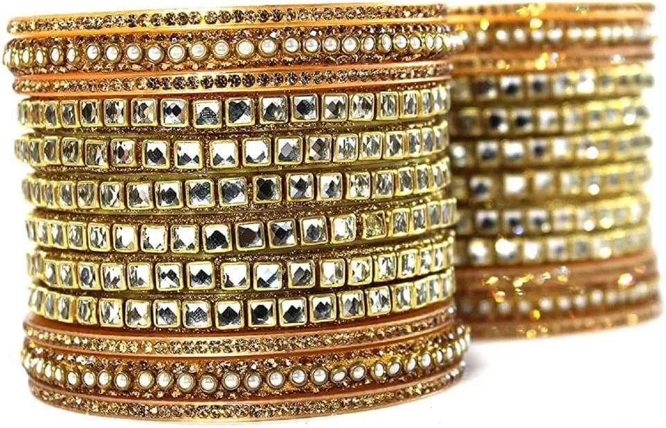 Indian Bollywood Masterly Crafted Zigzag Rhinestones Colorful Stones Kundan Bangle Thick Exclusive Designer Jewelry Bangle Bracelets In Gold Tone For Women
