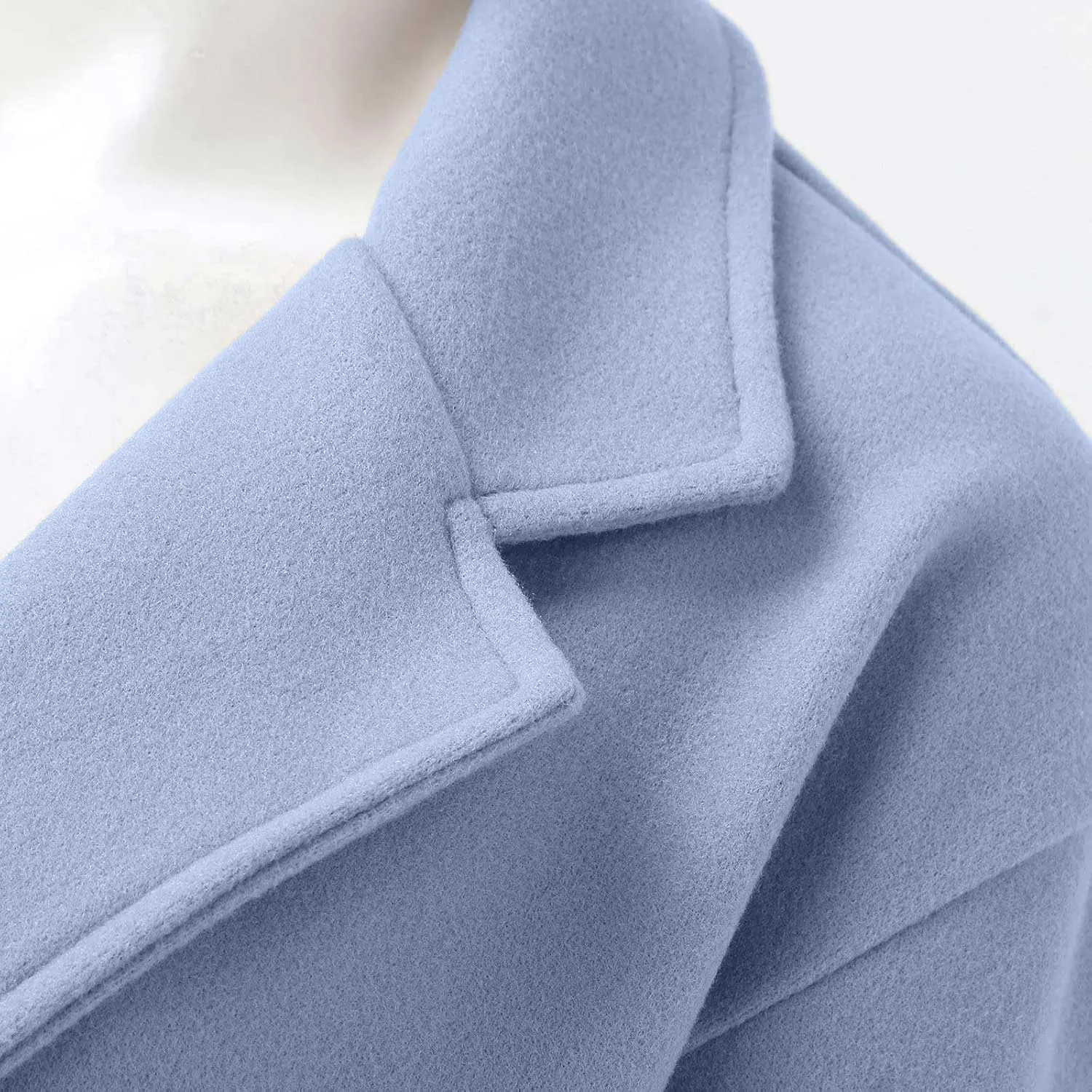 JEGULV Women Elegant Long Trench Coats Lightweight Open Front Solid Color Outwear Jackets Notched Lapel Collar Wool Pea Coats