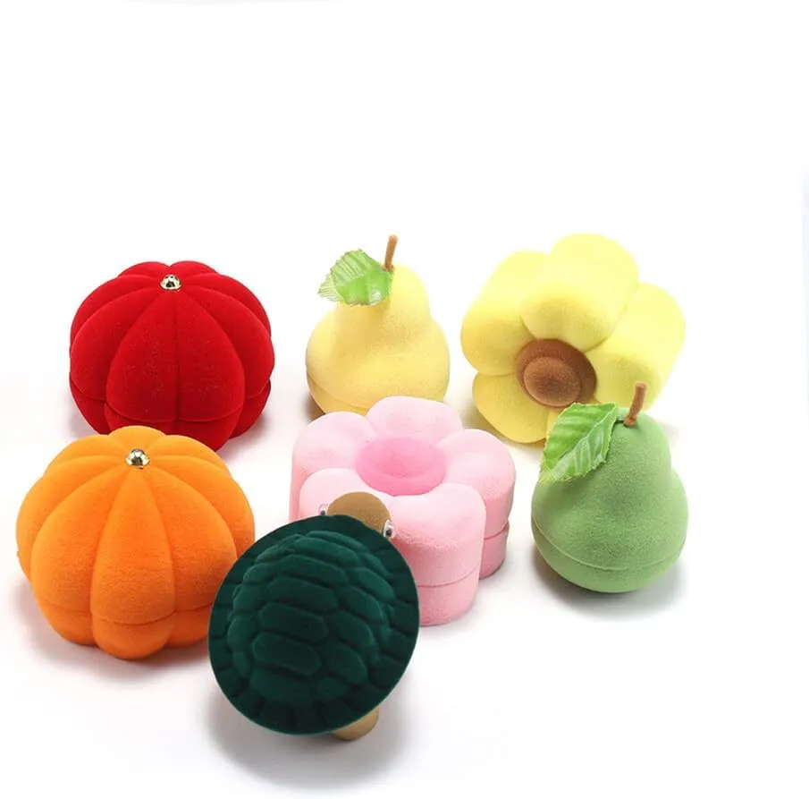 Katutude Ring Box - 2 Pack Single Ring Jewelry Box Cute Small Velvet Ring Jewelry Storage Box Jewelry Earrings Display Case Ring Holder Box for Proposal Wedding Engagement Valentine's Day Anniversary