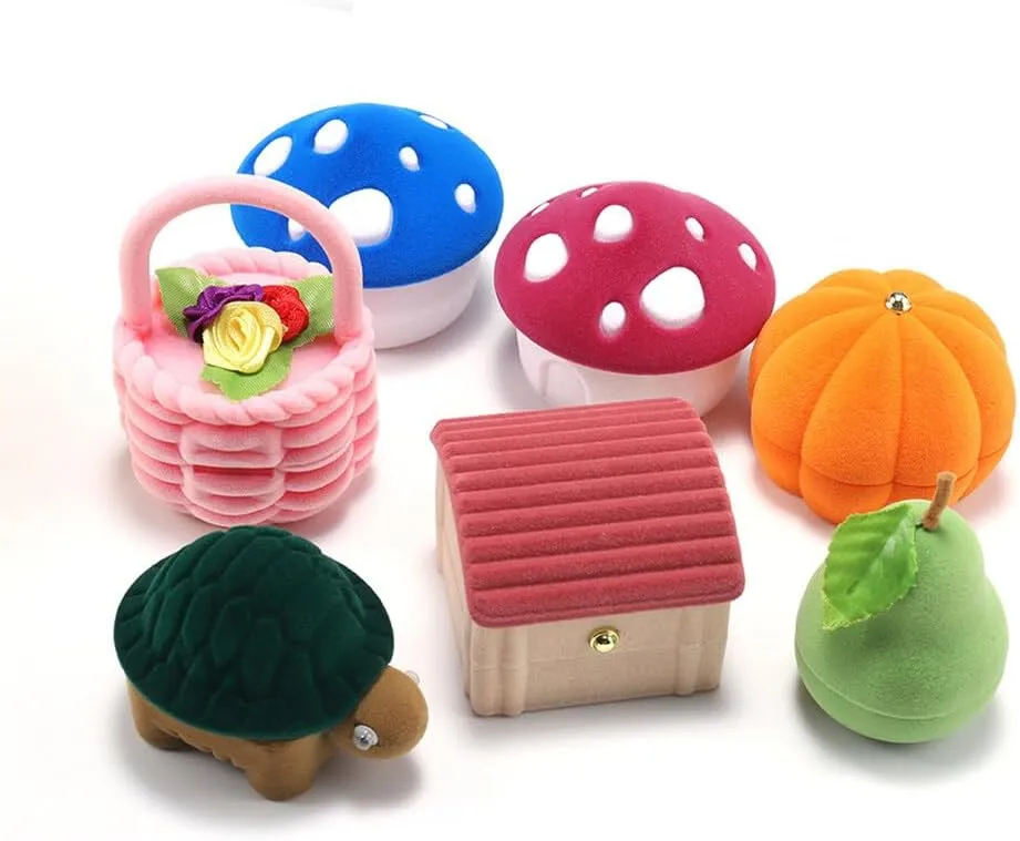 Katutude Ring Box - 2 Pack Single Ring Jewelry Box Cute Small Velvet Ring Jewelry Storage Box Jewelry Earrings Display Case Ring Holder Box for Proposal Wedding Engagement Valentine's Day Anniversary