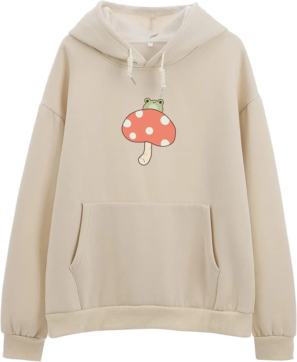 KEEVICI Women's Cute Sweatshirts Skateboarding Frog Long Sleeve Cotton Hoodie Pullover