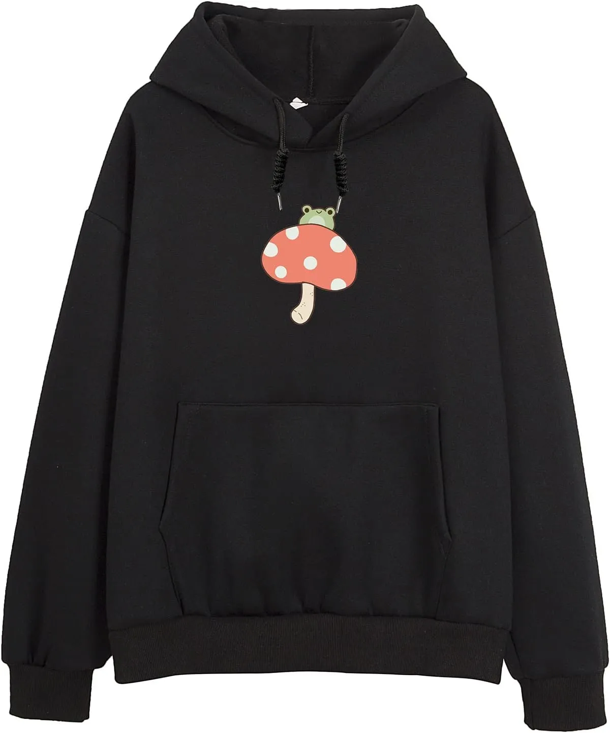 KEEVICI Women's Cute Sweatshirts Skateboarding Frog Long Sleeve Cotton Hoodie Pullover