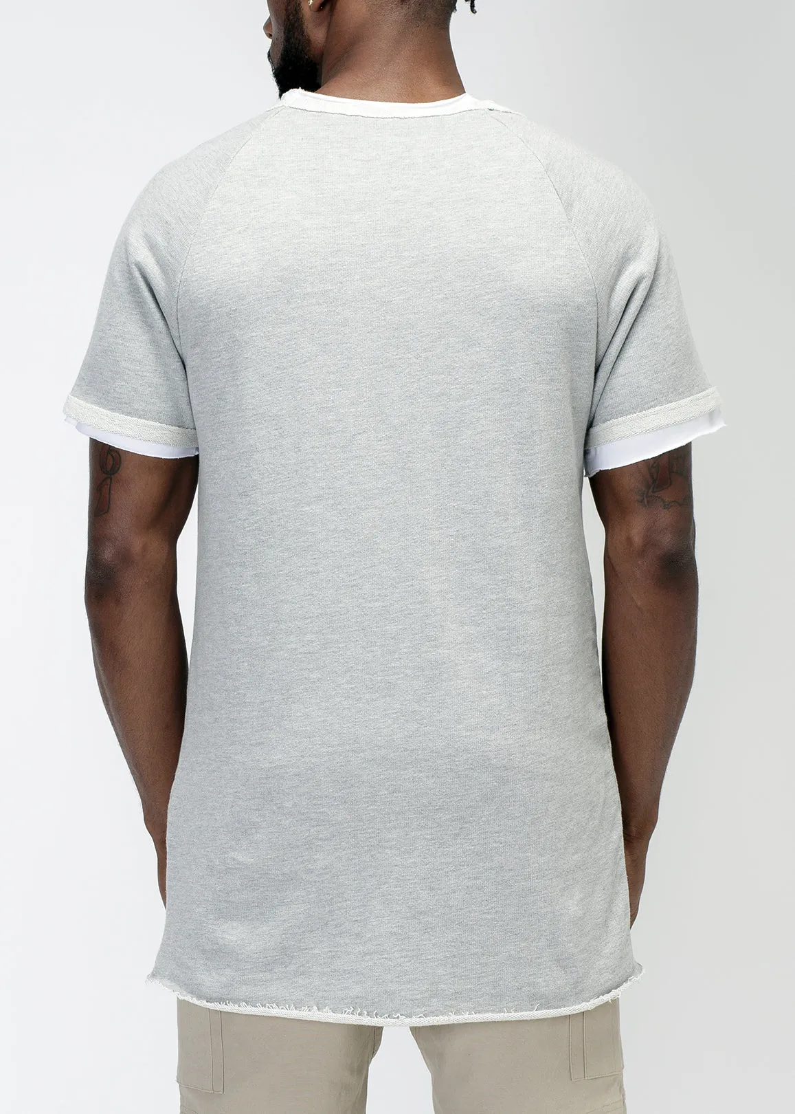 Konus Men's Layered Short Sleeve French Terry Tee in Gray