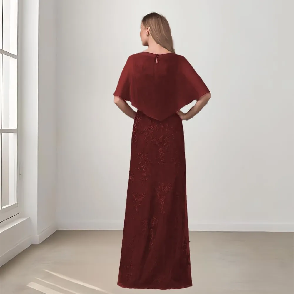Lace Appliques Mother of The Bride Dresses Chiffon Formal Evening Gown Wedding Guest Dress