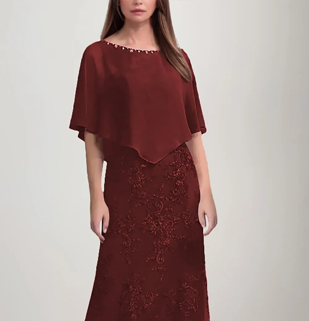 Lace Appliques Mother of The Bride Dresses Chiffon Formal Evening Gown Wedding Guest Dress
