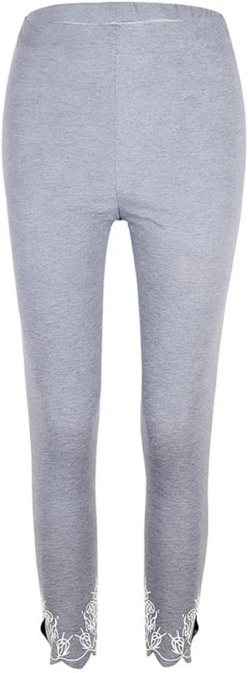 Lace Leggings for Women Capri Jean Leggings High Waisted Yoga Pants Stretch Tights Summer Cropped Trousers Plus Size