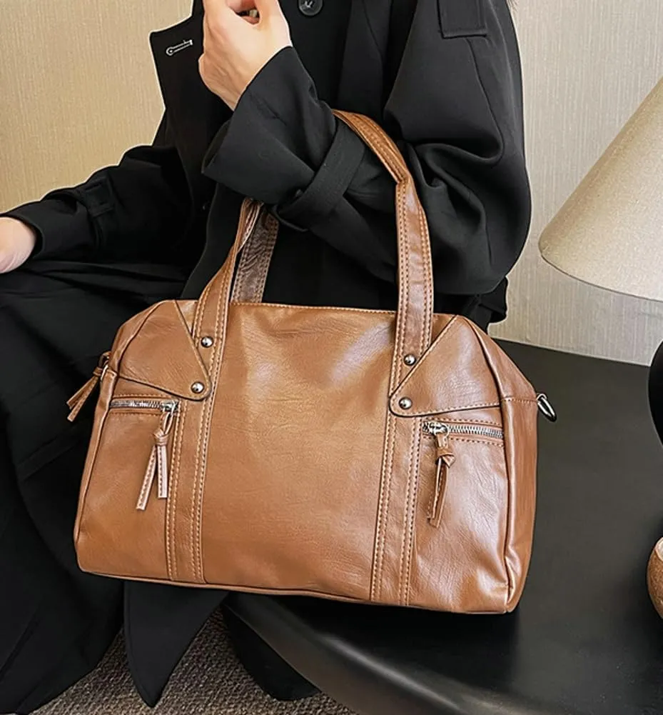 Large Crossbody Bags for Women Leather Shoulder Handbag Designer Satchel Handbags Top Handle Work Travel Tote Bag