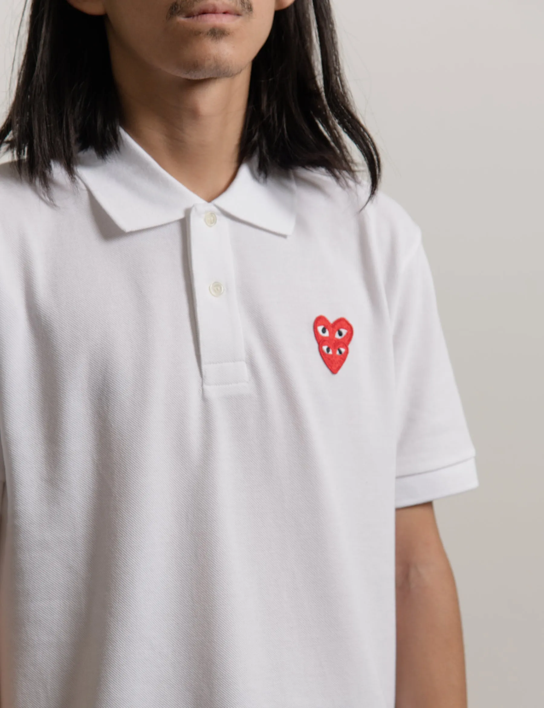Layered Double Emblem Polo White/Red T290