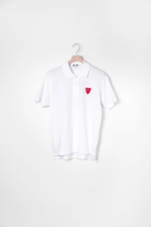 Layered Double Emblem Polo White/Red T290
