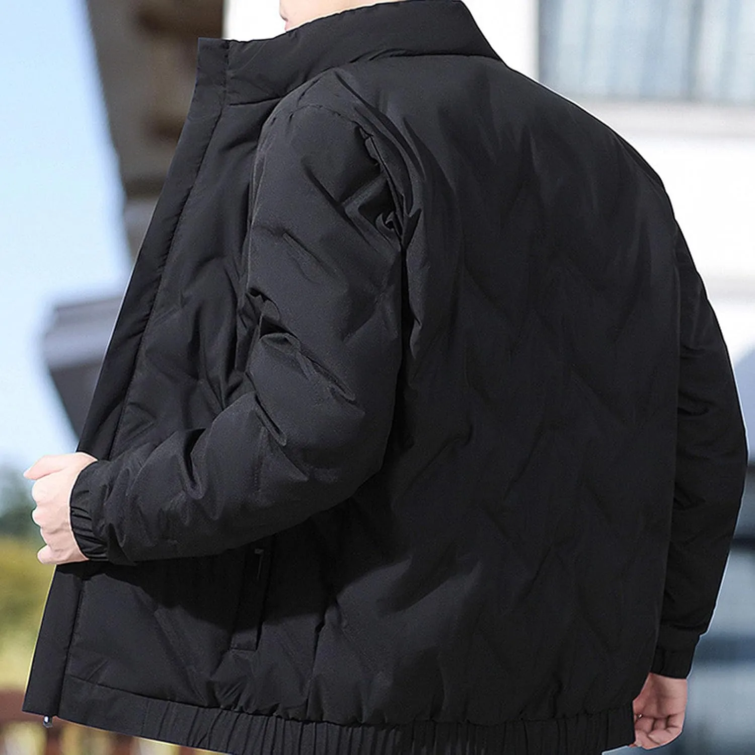 lcziwo Mens Puffer Quilted Jacket Lightweight Stand Collar Zip up Casual Padded Cotton Jacket Winter Coat Outerwear