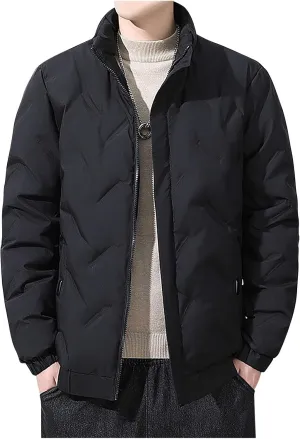 lcziwo Mens Puffer Quilted Jacket Lightweight Stand Collar Zip up Casual Padded Cotton Jacket Winter Coat Outerwear