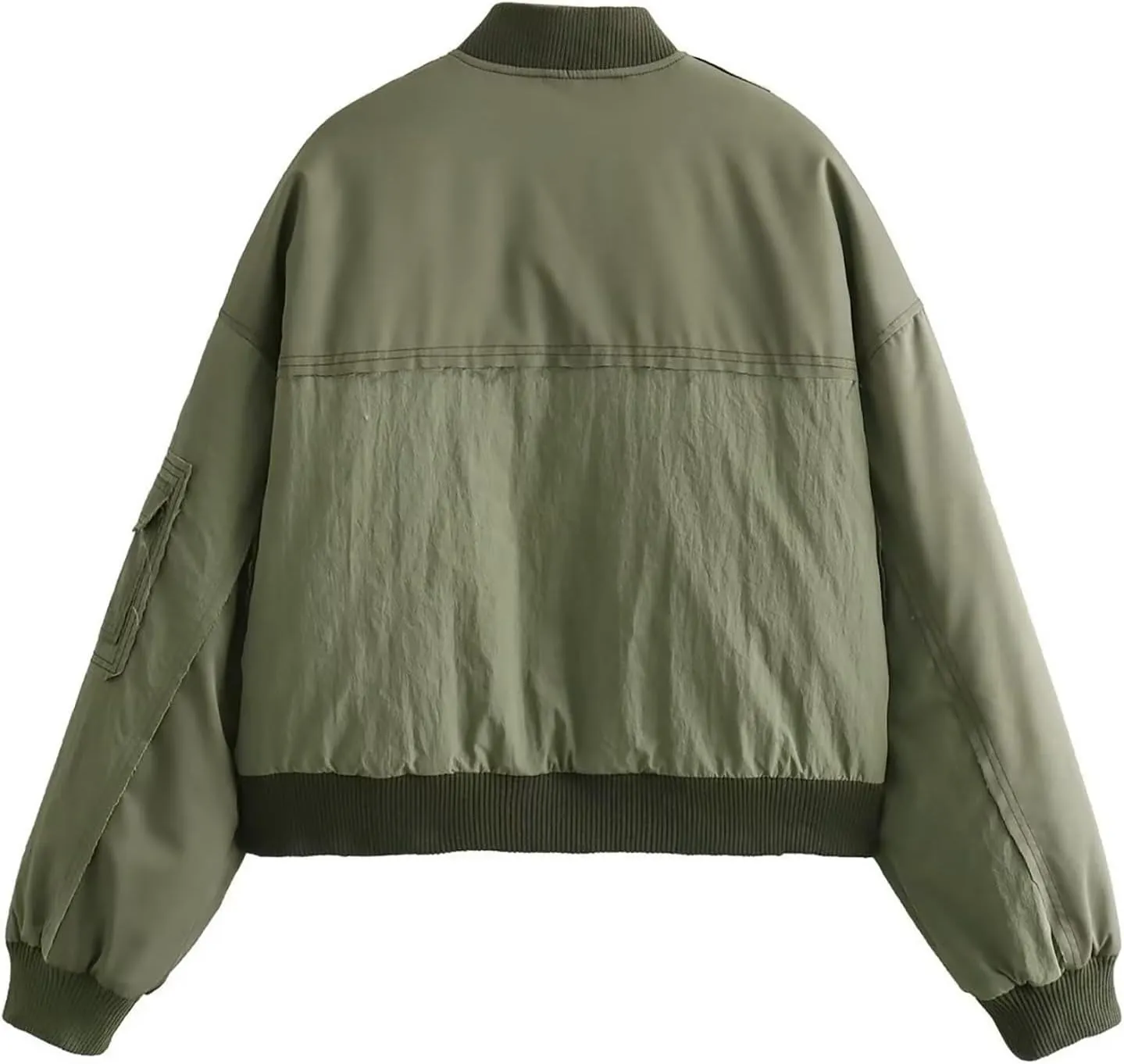 lcziwo Women's Winter Jackets Plus Size Cropped Puffer Jacket Casual Zipper Baseball Jacket Cotton Padded Coat Streetwear