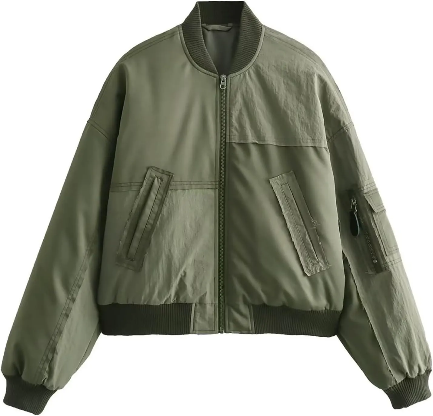 lcziwo Women's Winter Jackets Plus Size Cropped Puffer Jacket Casual Zipper Baseball Jacket Cotton Padded Coat Streetwear