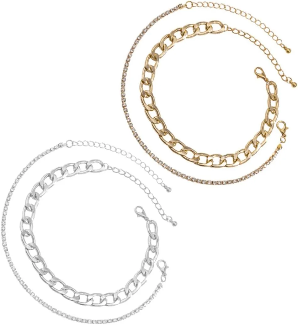 LIFKOME Chic Diamond Anklet for Women Metal Gold Plated Silver Fashionable Jewelry for Beach Name Anklets