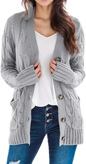 Light Cardigan for Women Button Down Long Sleeve Cardigans with Pockets Dressy Fall 2024 Knit Sweaters