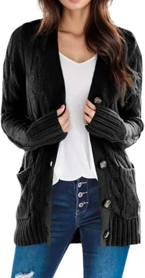 Light Cardigan for Women Button Down Long Sleeve Cardigans with Pockets Dressy Fall 2024 Knit Sweaters