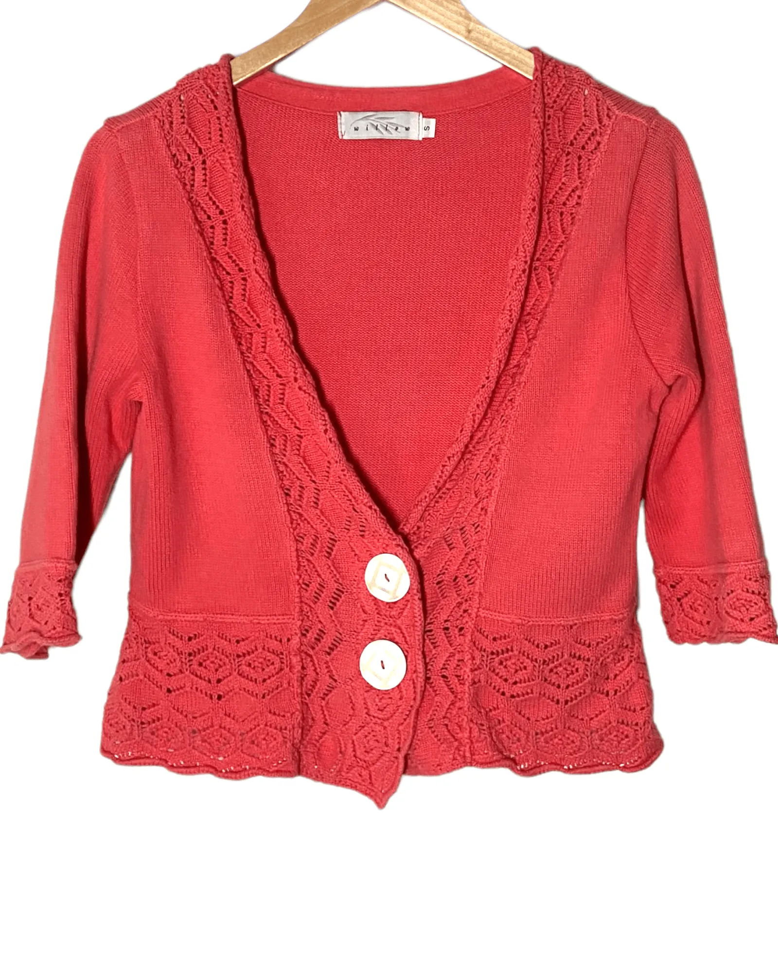 Light Spring Coral Crochet Sweater