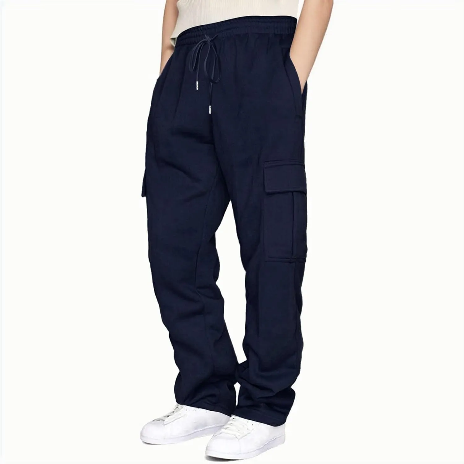 Linen Pants for Men Solid Color Casual Zipper Pocket Colorblock Loose Comfy Sweatpants Trousers for Men Green