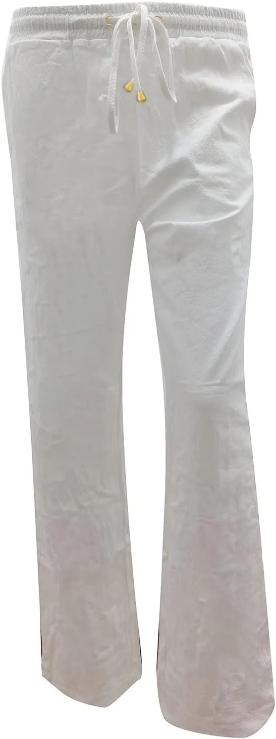 Linen Pants for Women Summer Casual High Waisted Lounge Pant Loose Comfy Breathable Drawstring Pant with Side Pockets