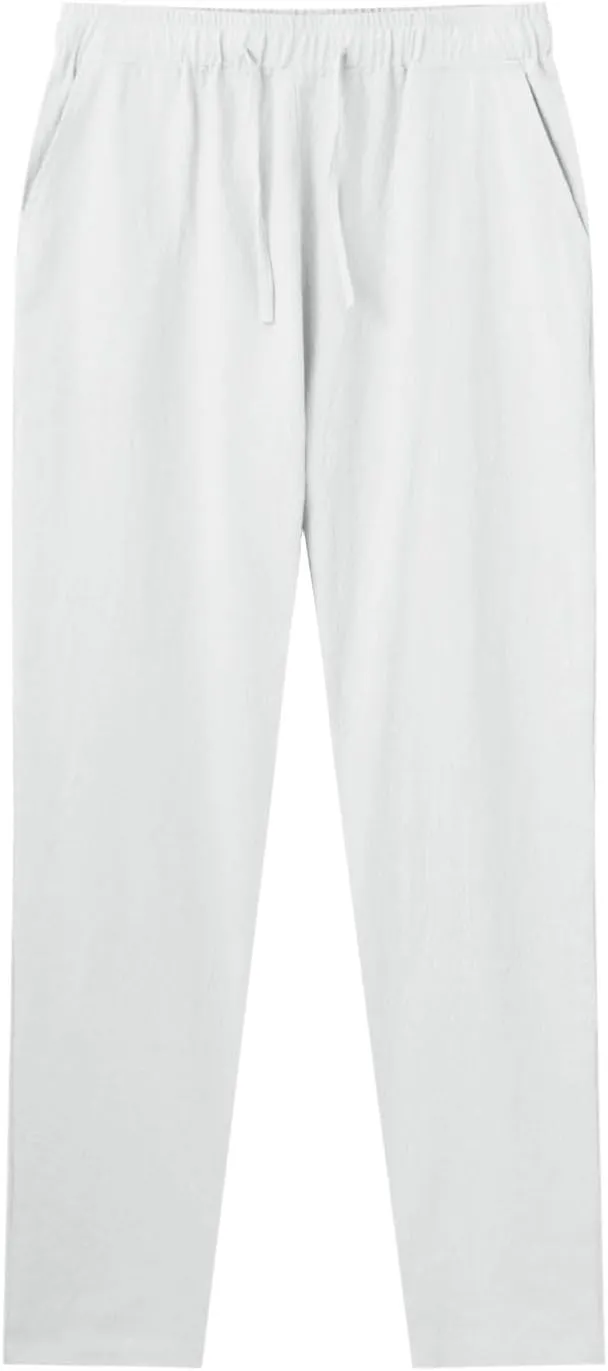 Linen Pants Men Casual Pants Loose Fit Trousers Elastic Waist Lightweight Pants Summer Yoga Beach Long Pants with Pockets