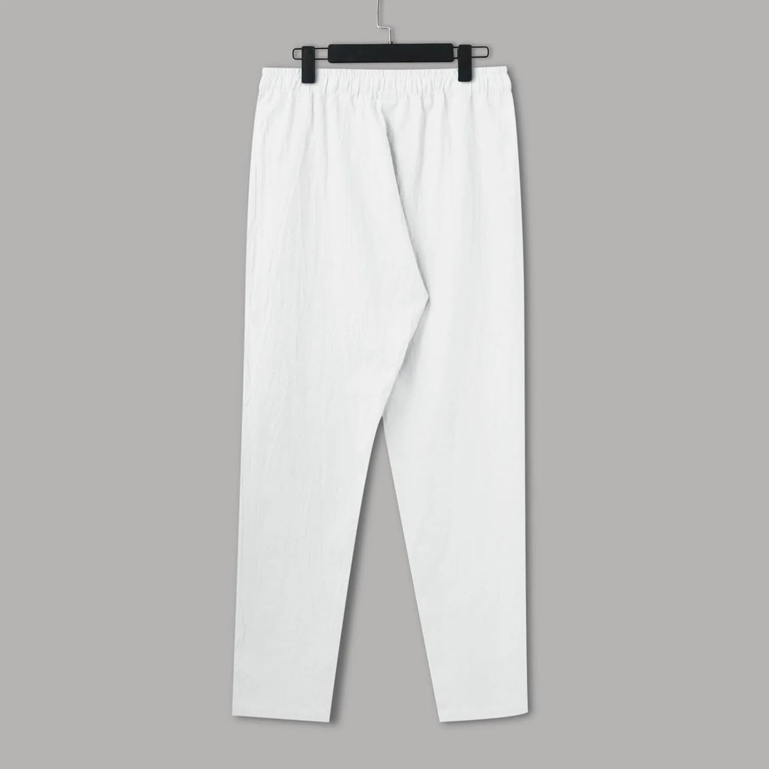 Linen Pants Men Casual Pants Loose Fit Trousers Elastic Waist Lightweight Pants Summer Yoga Beach Long Pants with Pockets