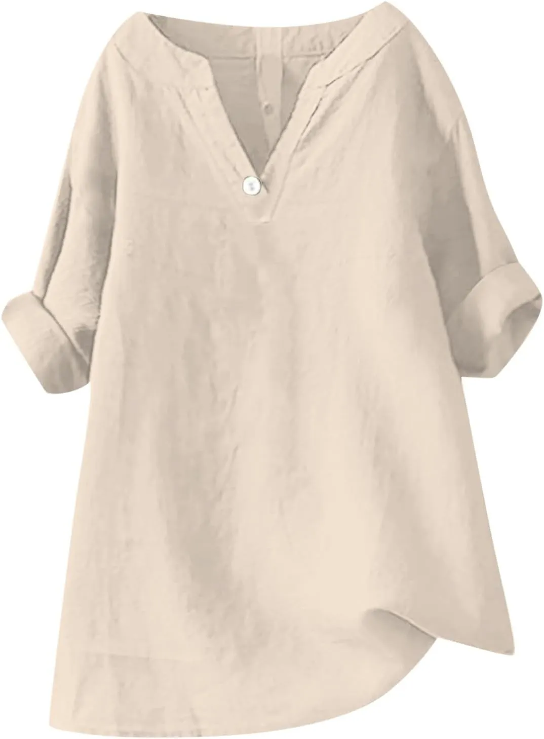 Linen Shirts for Women Short Sleeve Solid Dressy Casual Blouses Collared V Neck Loose Cotton Tshirts Summer Tops 2025