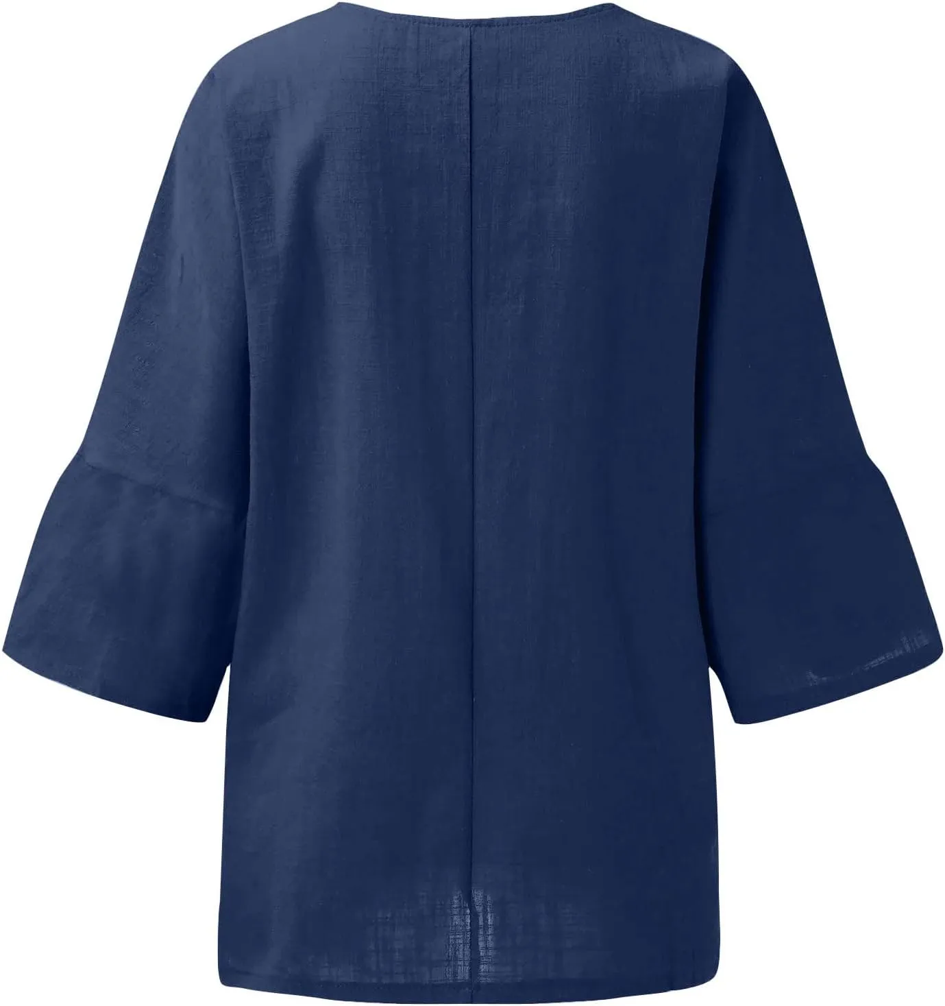Linen Shirts for Women Solid Color Basic 3/4 Sleeve Tops 2025 Summer Casual Blouses Ladies Fashion Vacation Tunic