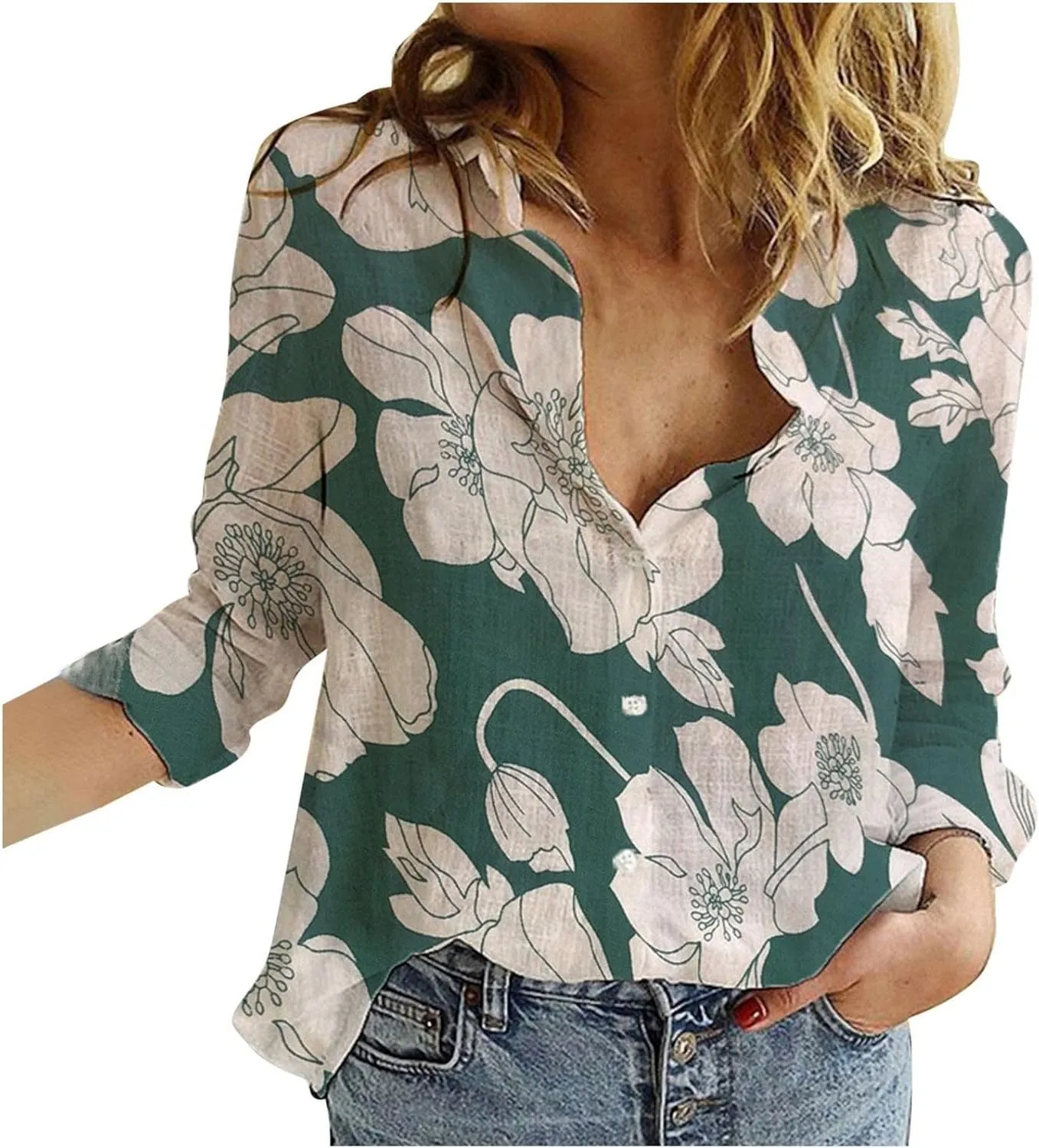 Linen Shirts for Women Summer Short Sleeve Relaxed Button Up Shirt Plus Size Summer Clothes Outfits 2024