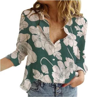 Linen Shirts for Women Summer Short Sleeve Relaxed Button Up Shirt Plus Size Summer Clothes Outfits 2024