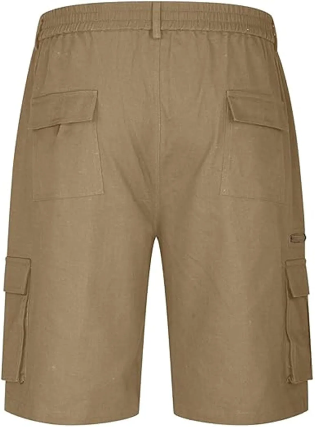 Linen Shorts Men for Casual Workwear Elastic Waist Men's Cargo Mens Cotton Everyday Wear Big and Tall Regular Fit