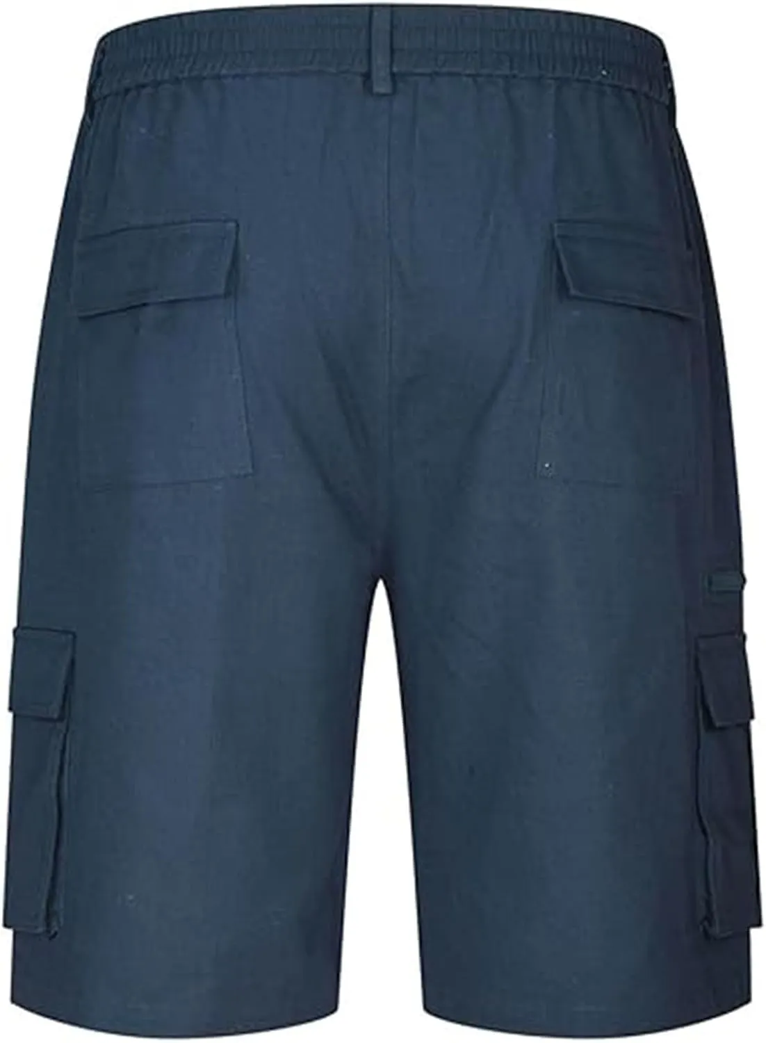 Linen Shorts Men for Casual Workwear Elastic Waist Men's Cargo Mens Cotton Everyday Wear Big and Tall Regular Fit