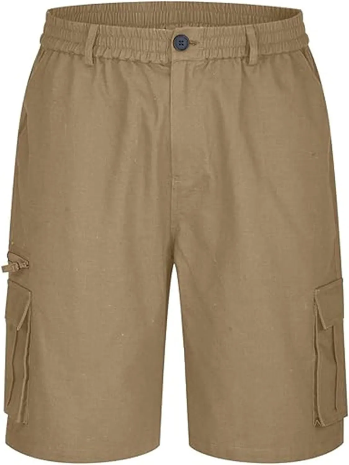 Linen Shorts Men for Casual Workwear Elastic Waist Men's Cargo Mens Cotton Everyday Wear Big and Tall Regular Fit