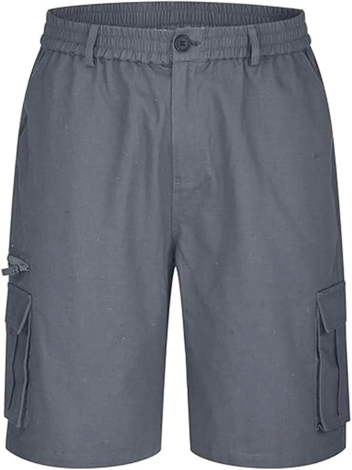 Linen Shorts Men for Casual Workwear Elastic Waist Men's Cargo Mens Cotton Everyday Wear Big and Tall Regular Fit
