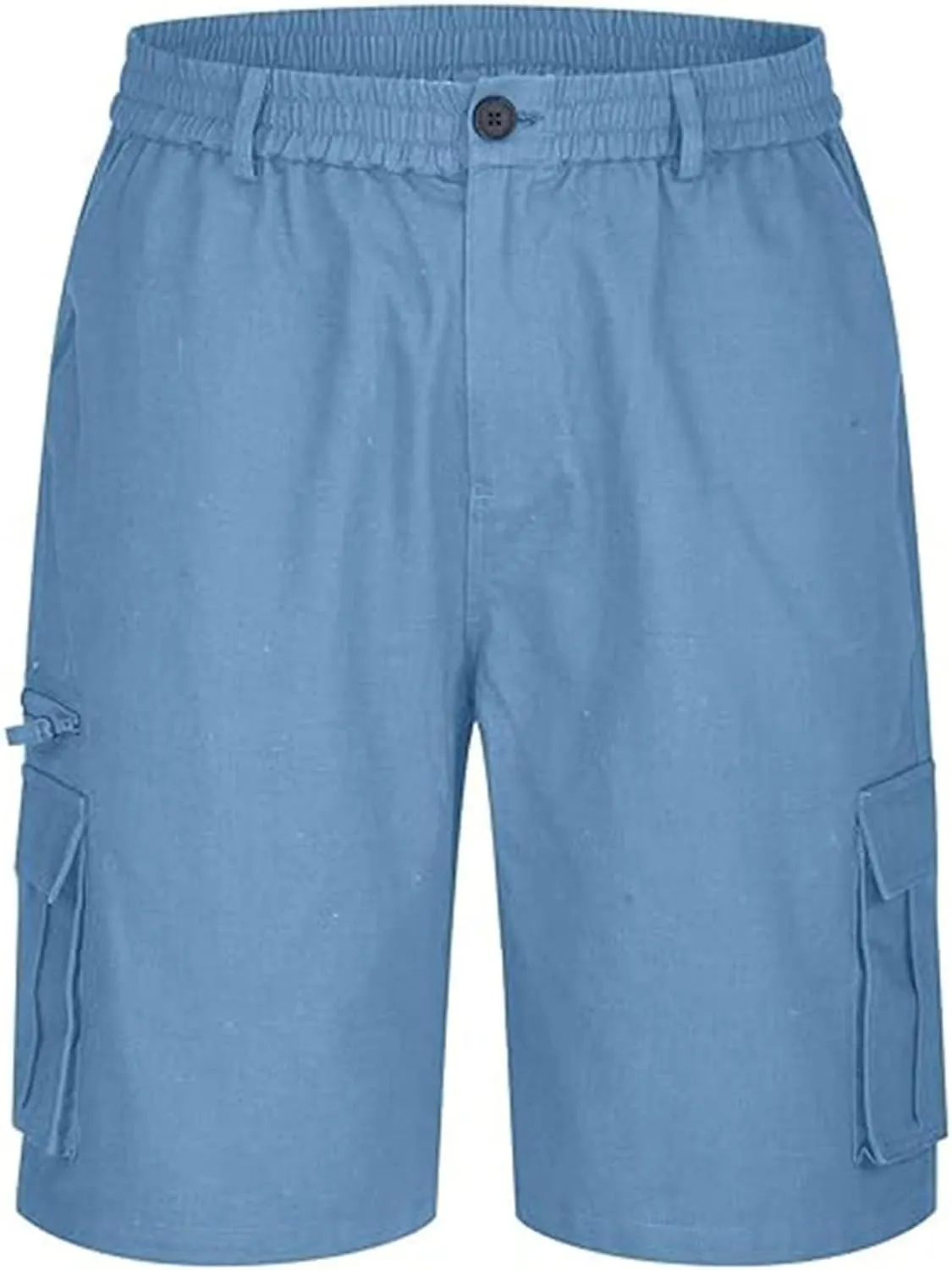 Linen Shorts Men for Casual Workwear Elastic Waist Men's Cargo Mens Cotton Everyday Wear Big and Tall Regular Fit