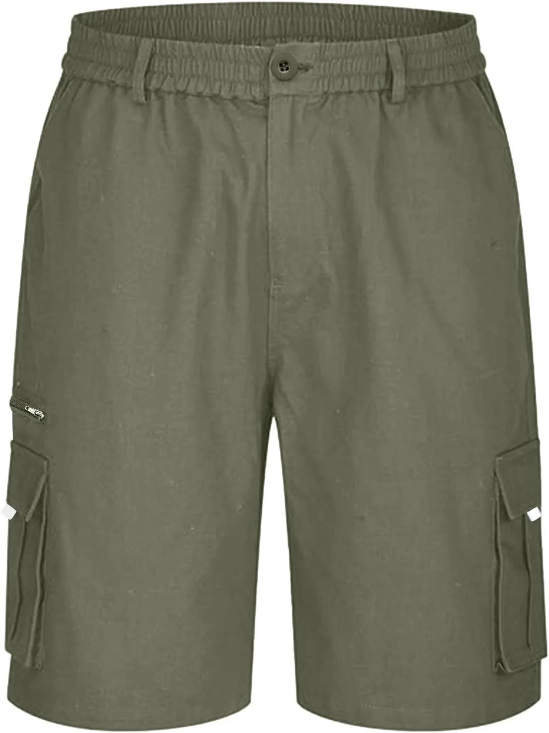 Linen Shorts Men for Casual Workwear Elastic Waist Men's Cargo Mens Cotton Everyday Wear Big and Tall Regular Fit
