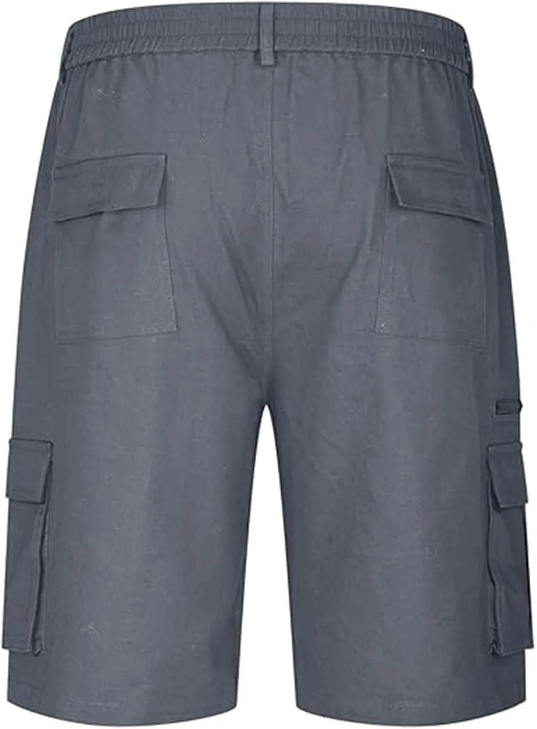 Linen Shorts Men for Casual Workwear Elastic Waist Men's Cargo Mens Cotton Everyday Wear Big and Tall Regular Fit
