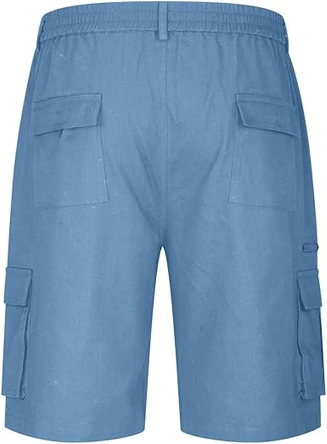 Linen Shorts Men for Casual Workwear Elastic Waist Men's Cargo Mens Cotton Everyday Wear Big and Tall Regular Fit