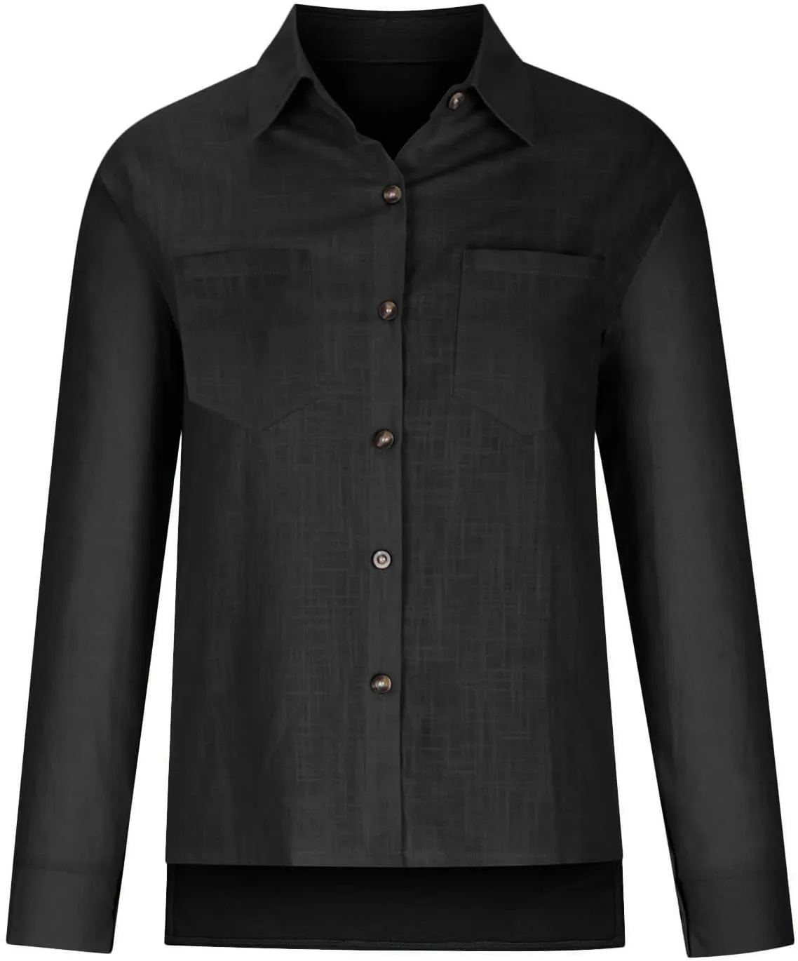 Linen Tops for Women Cotton Linen Button Down Shirt Casual Lightweight Long Sleeve Solid Colorloose Work Blouses
