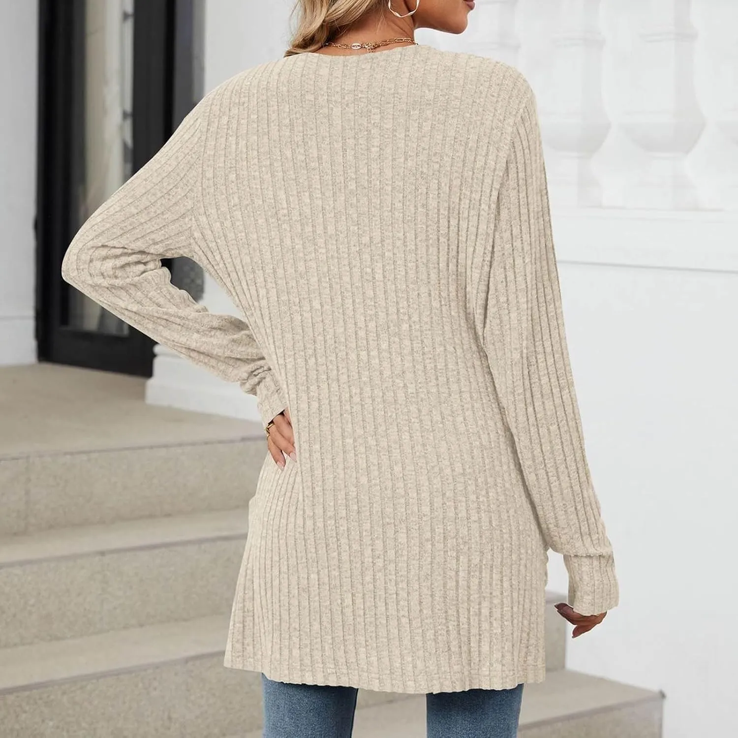 Long Cardigans For Women Trendy Draped Long Sleeve Open Front Cardigan Sweaters Oversized Knit Cardigan With Pockets