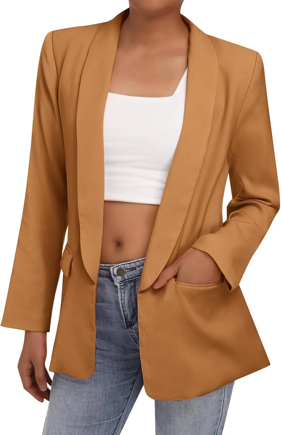 Loose Casual Blazer for Women Black Business Work Office Suit Jacket with Pocket Fall Lapel Collar Open Front Blazers
