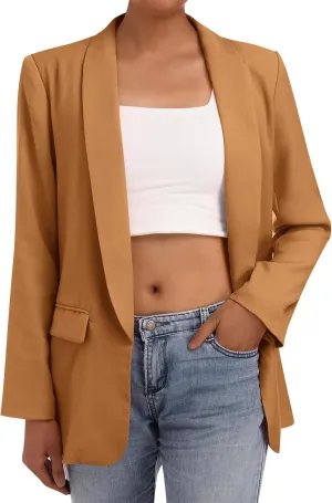 Loose Casual Blazer for Women Black Business Work Office Suit Jacket with Pocket Fall Lapel Collar Open Front Blazers