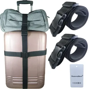 Luggage Straps for Suitcases,Heavy Duty Travel Accessories Belts,Adjustable with Quick Release Buckle/Clips,2 PCS Nylon 2"x78" Add A Bag Backpack,Luggage,Suitcases Packing Securing Strap