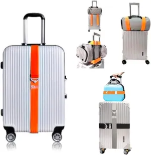 Luggage Straps Suitcase Belts Over Handle for Carry On Bag, Elastic Add a Bag Bungees Luggage Belt,Organized Baggage Suitcase Straps Belts Travel Accessories (Orange)