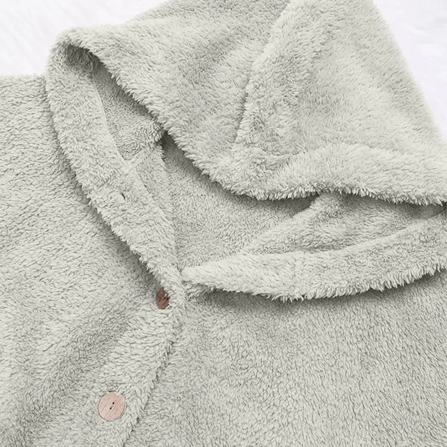 maisdgop Fleece Jacket Women Long Sleeve Sherpa Hooded Coats Winter Fall Warm Fuzzy Jackets Plus Size Button Plush Outerwear