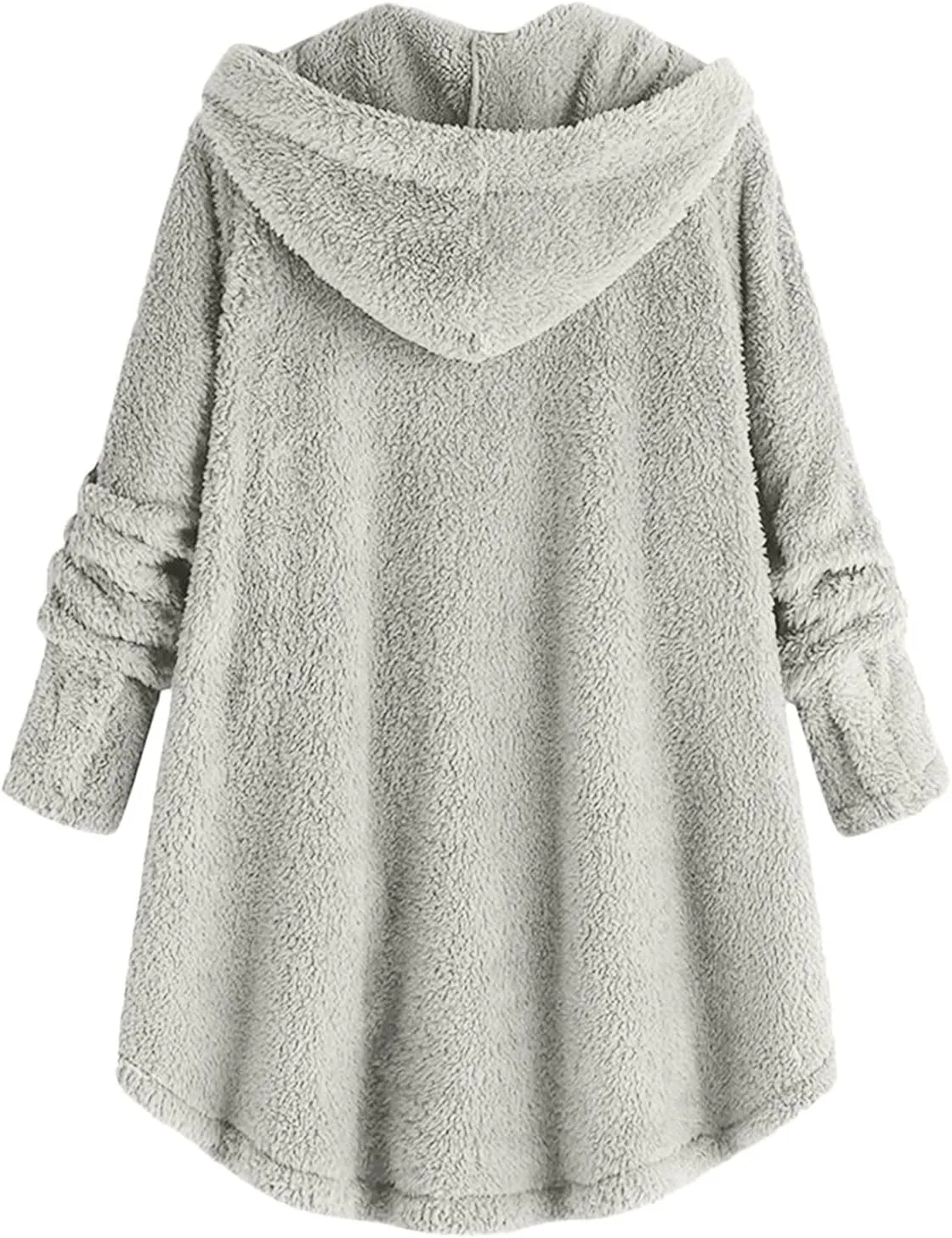 maisdgop Fleece Jacket Women Long Sleeve Sherpa Hooded Coats Winter Fall Warm Fuzzy Jackets Plus Size Button Plush Outerwear